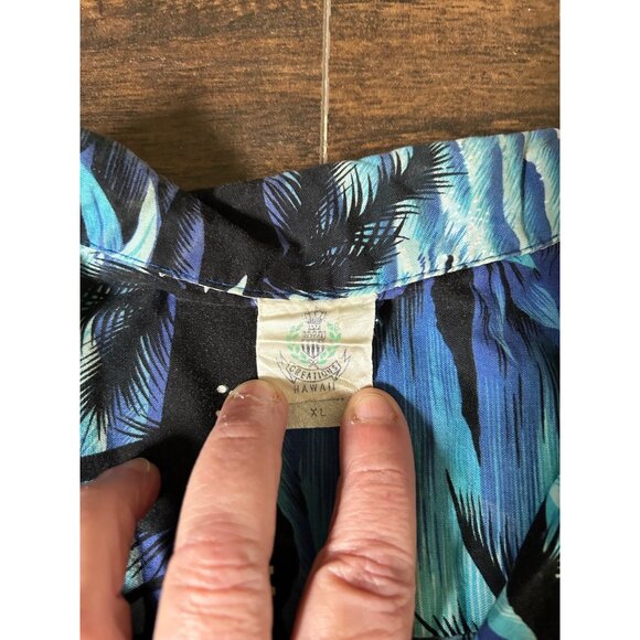 Royal Creations Men’s Hawaiian Shirt XL Blue Sailboat Sunset Tropical Floral - Picture 7 of 10